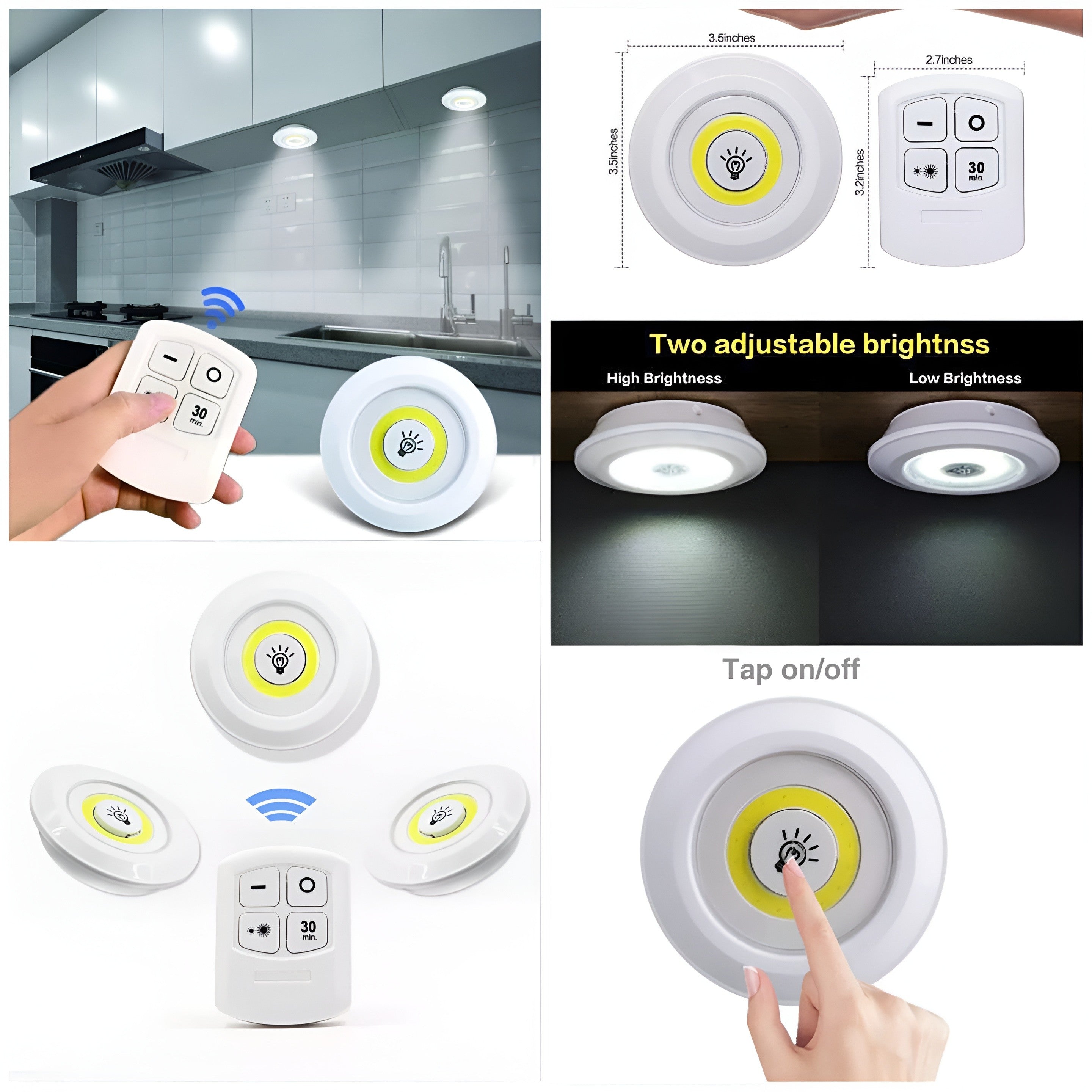 3-Pack Wireless LED Night Lights with Remote Control