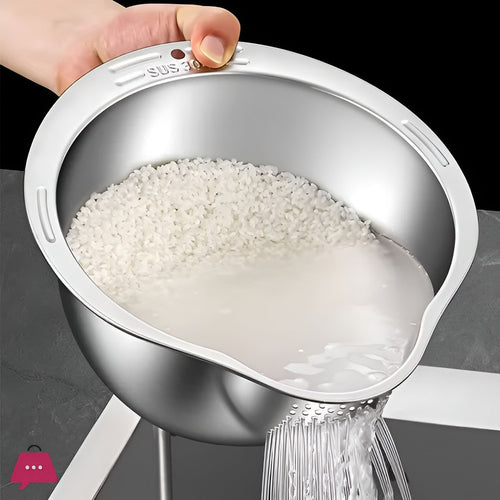 2-in-1 Stainless Steel Mixing & Strainer Bowl